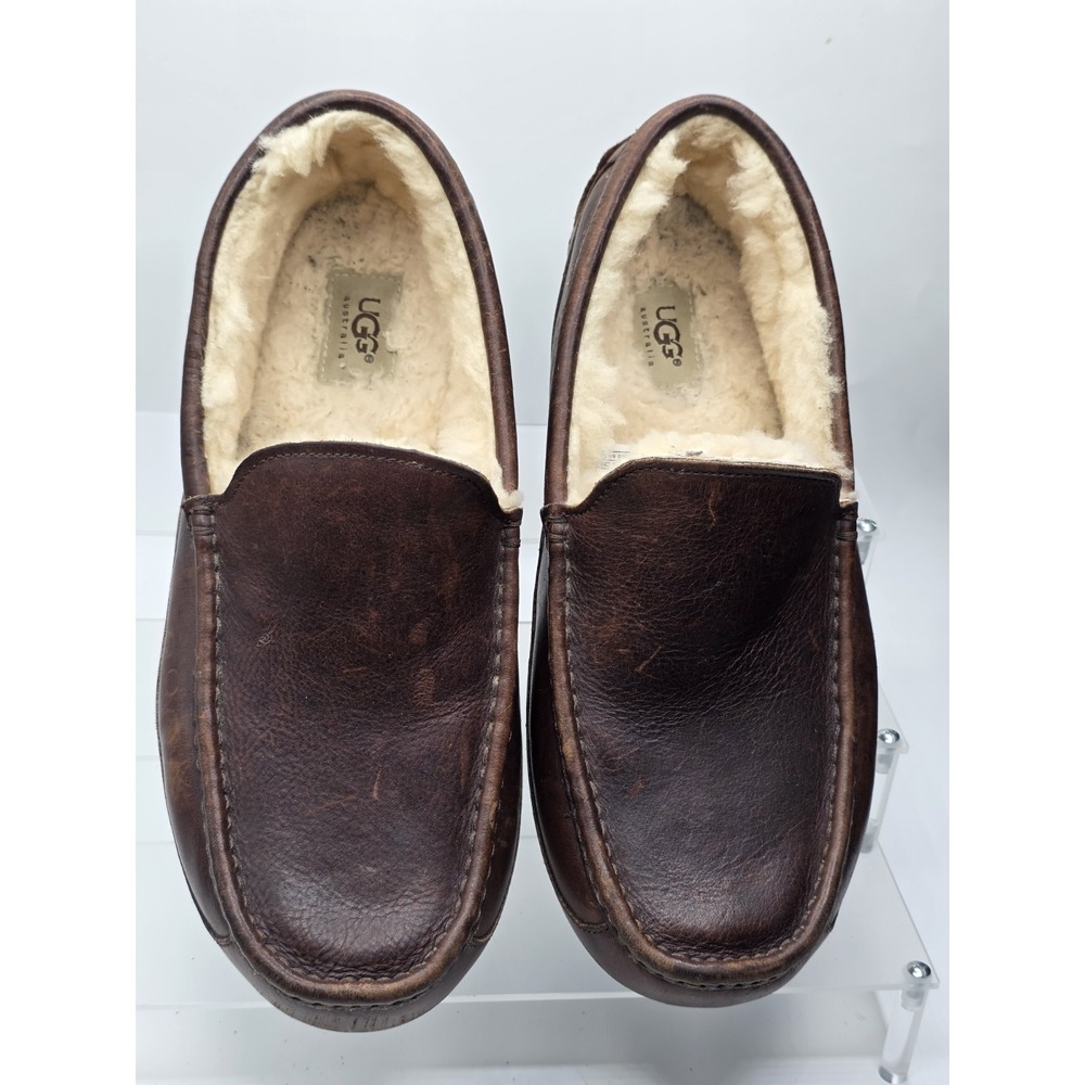 UGG Mens Ascot Slipper Tan Leather Size 11 M Color Brown
